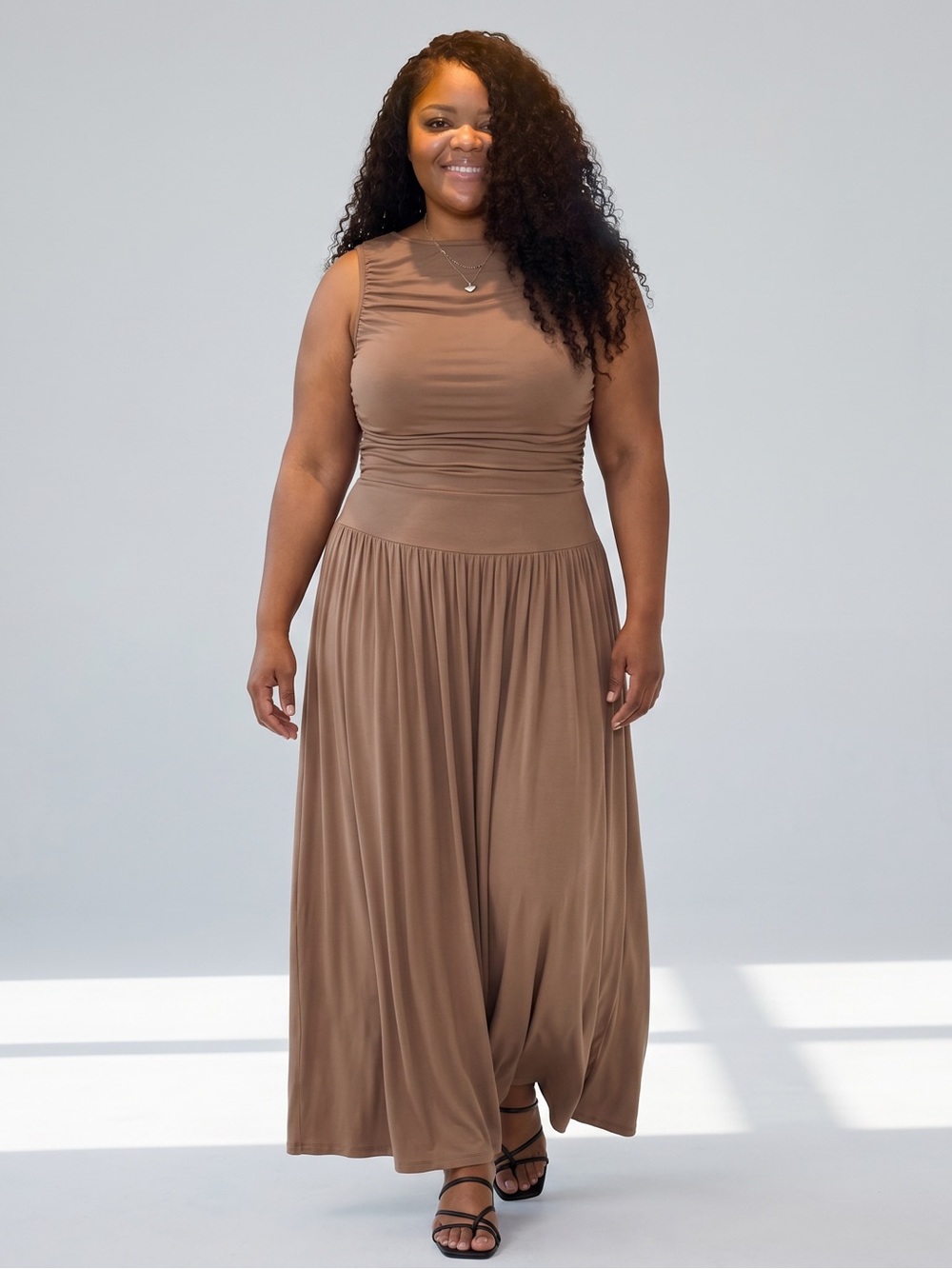 Halara Ribbed Boat Neck Asymmetric Strap Ruched Pocket Flowy Maxi Casual size XL